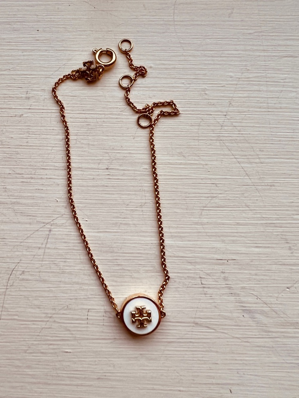 Tory Burch Kira Bracelet Gold Adjustable White Enamel